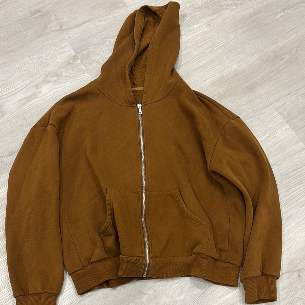 Brown Zip-Up Hoodie